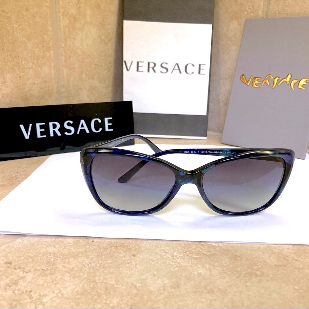 New Versace MOD4264-B 5127/8G. Blue Green Butterfly Shape Sunglasses